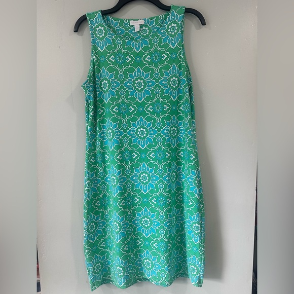 Charter Club Green and White, blue  Midi Dress size M - Picture 2 of 7